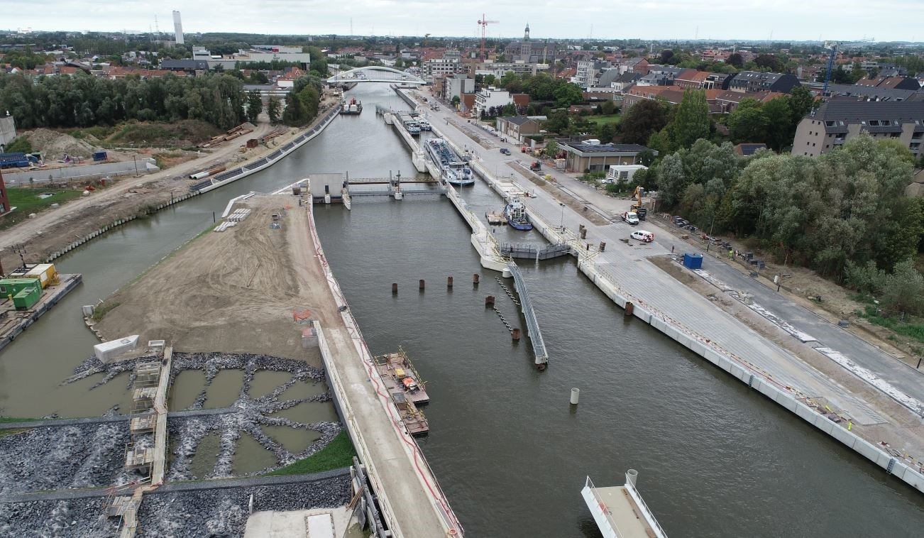 Leiewerken stuwsluiscomplex Harelbeke voltooid