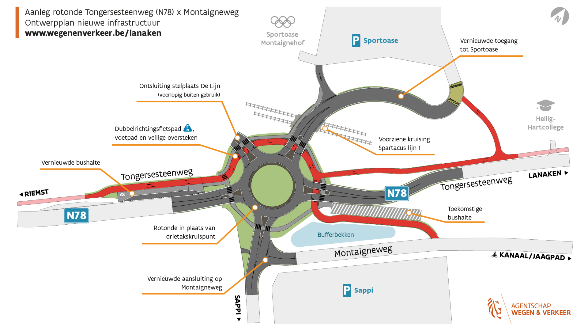 Half augustus begint aanleg rotonde Tongersesteenweg (N78) in Lanaken