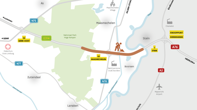 E314 in Maasmechelen krijgt 7 km geluidsreducerend asfalt